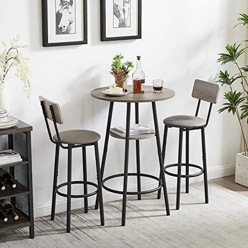 5 Piece PU Upholstered Counter Height Dining Table and Chairs Set Grey R26642