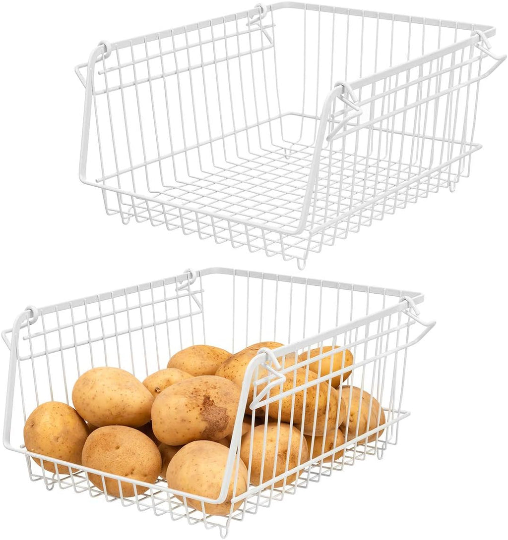 Large Metal Wire Stacking Baskets Set of 2 P8303