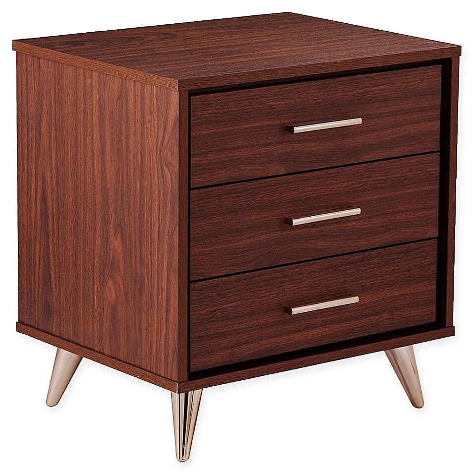 Walnut Bedside Table with Drawers T52939