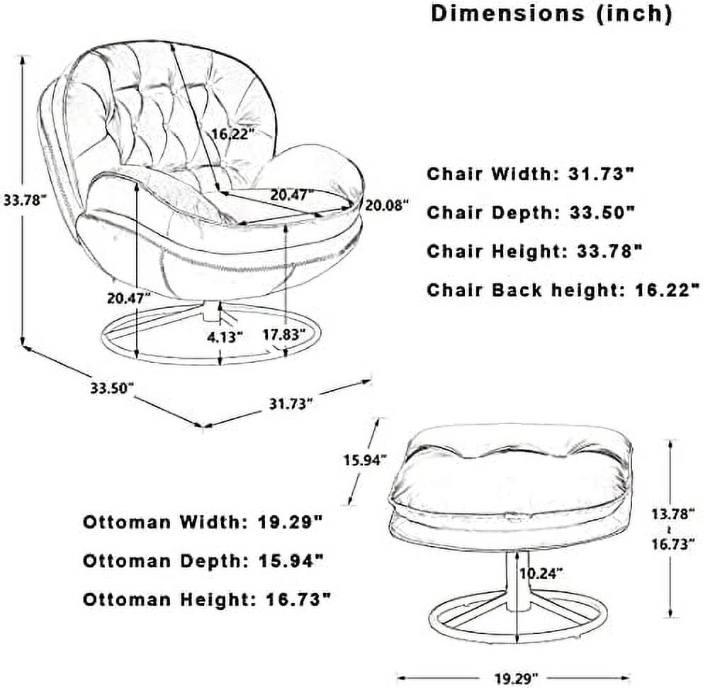 Velvet Swivel Accent Chair with Ottoman Set D711094