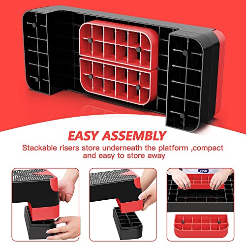 Adjustable Aerobic Step Platform, 26.5" Step Deck with 4” 6” 8” Risers E793