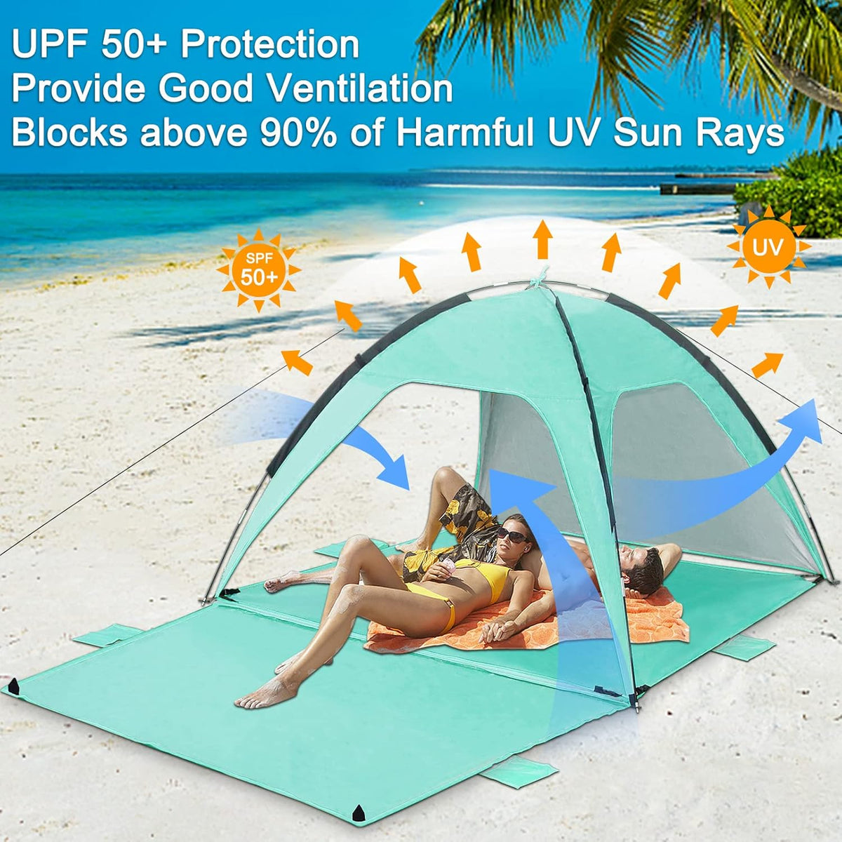 Beach Tent Canopy Sun Shelter UPF 50+ UV Protection Z61941