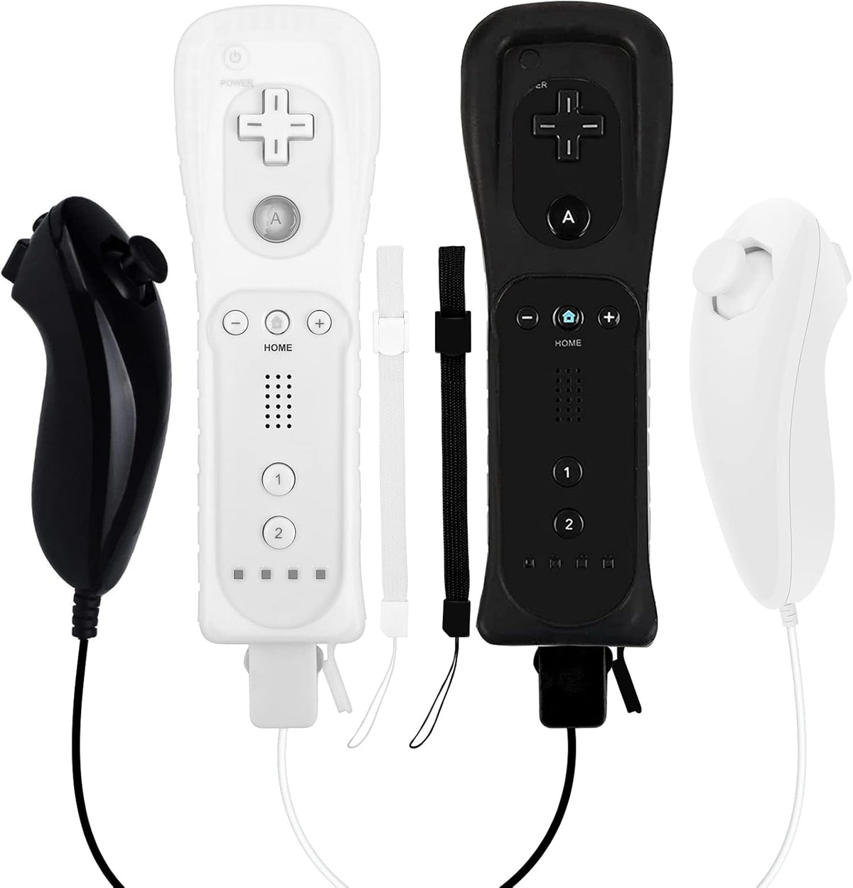 Wireless Controller and Nunchuck Joystick 2 Packs with Silicone Case and Wrist Strap Y114