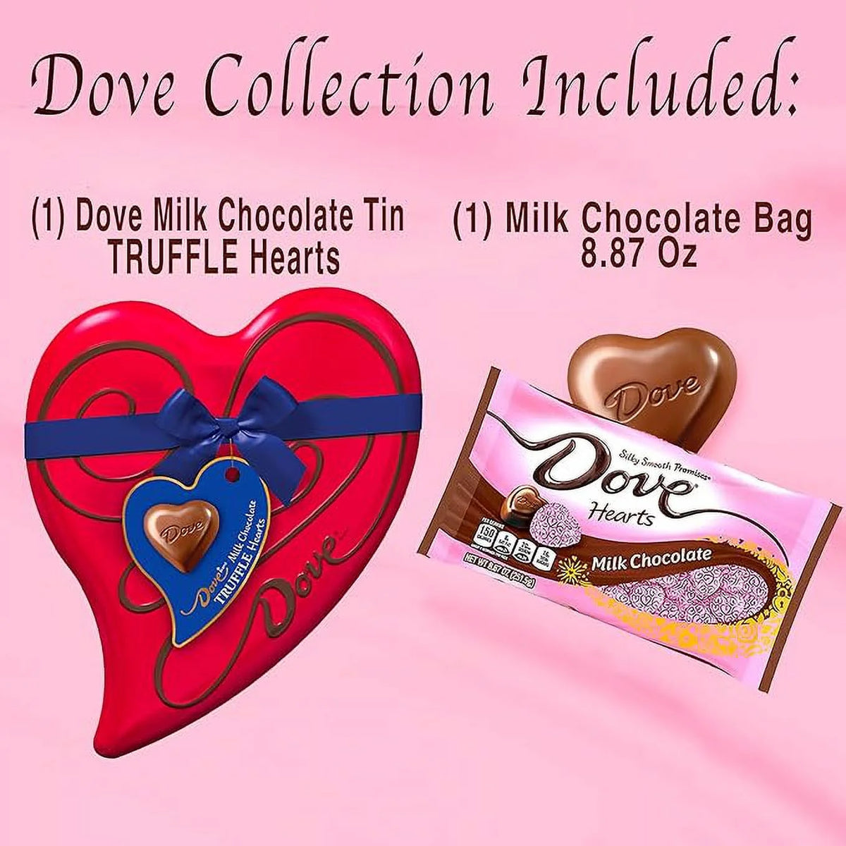 Milk Chocolate Candy Heart Tin and Milk Chocolate Bag F33813