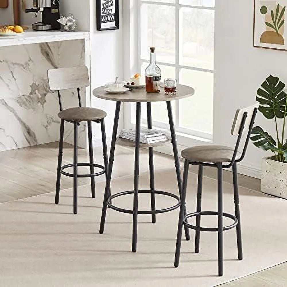 5 Piece PU Upholstered Counter Height Dining Table and Chairs Set Grey R26642