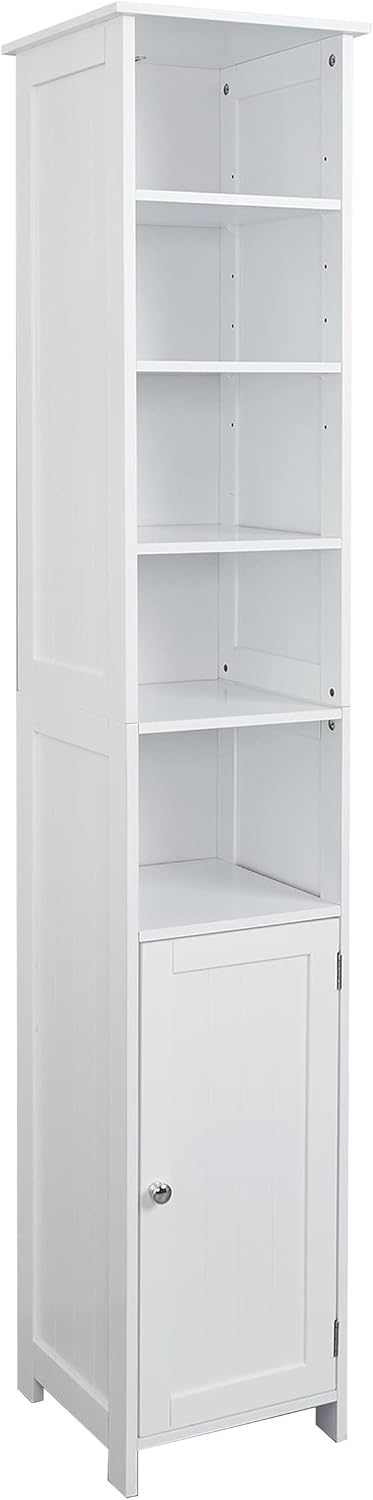White 5 Tier Bathroom Storage Cabinet with Door R504
