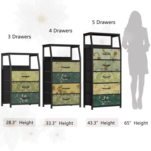 White 5 Drawer Fabric Dresser with Steel Frame Z42774