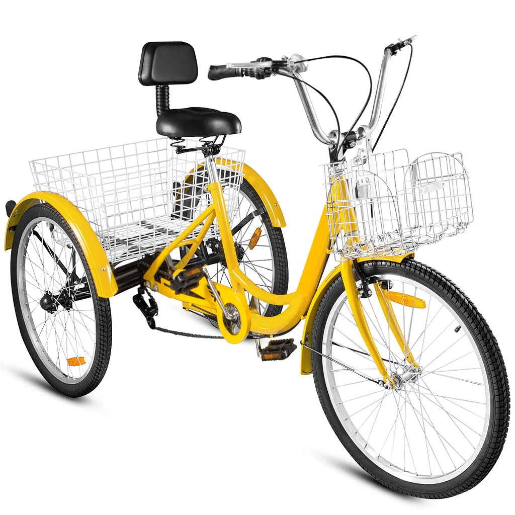 24 Adult Tricycle 7-Speed Three Wheel Bike with Basket D437