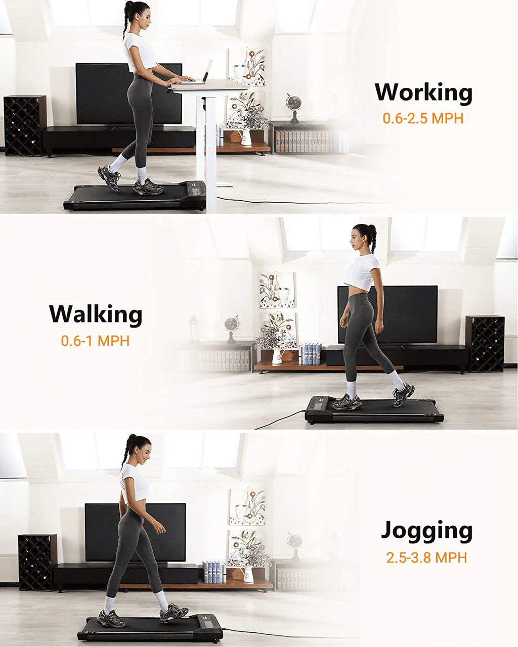 Gray Portable Treadmill with Bluetooth Speaker L7617