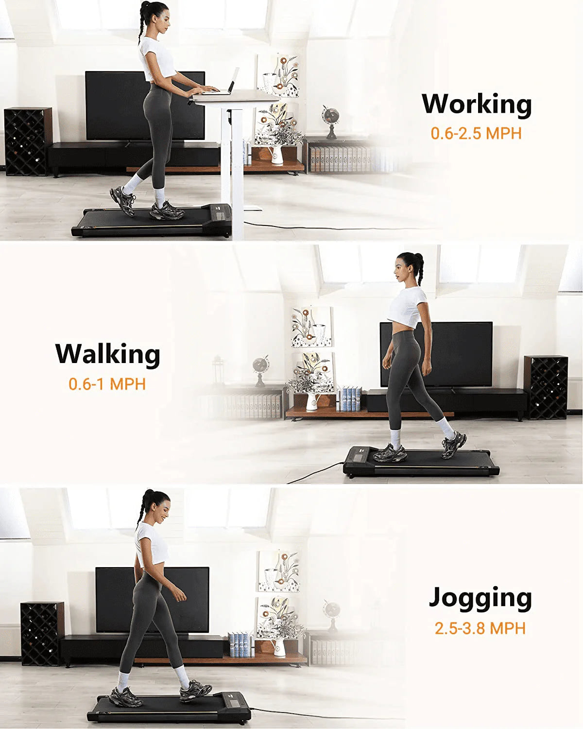 Gray Portable Treadmill with Bluetooth Speaker L7617