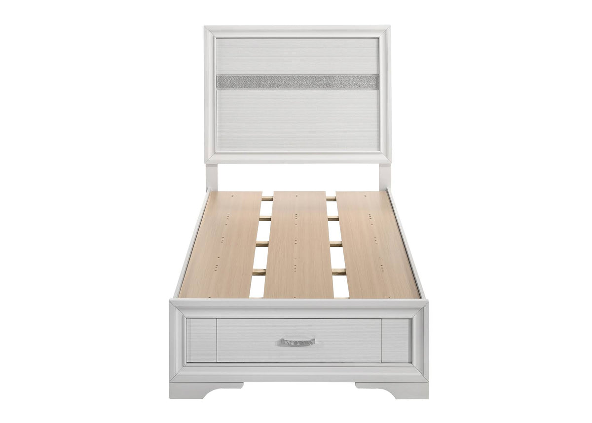 White Twin Storage Bed E800512