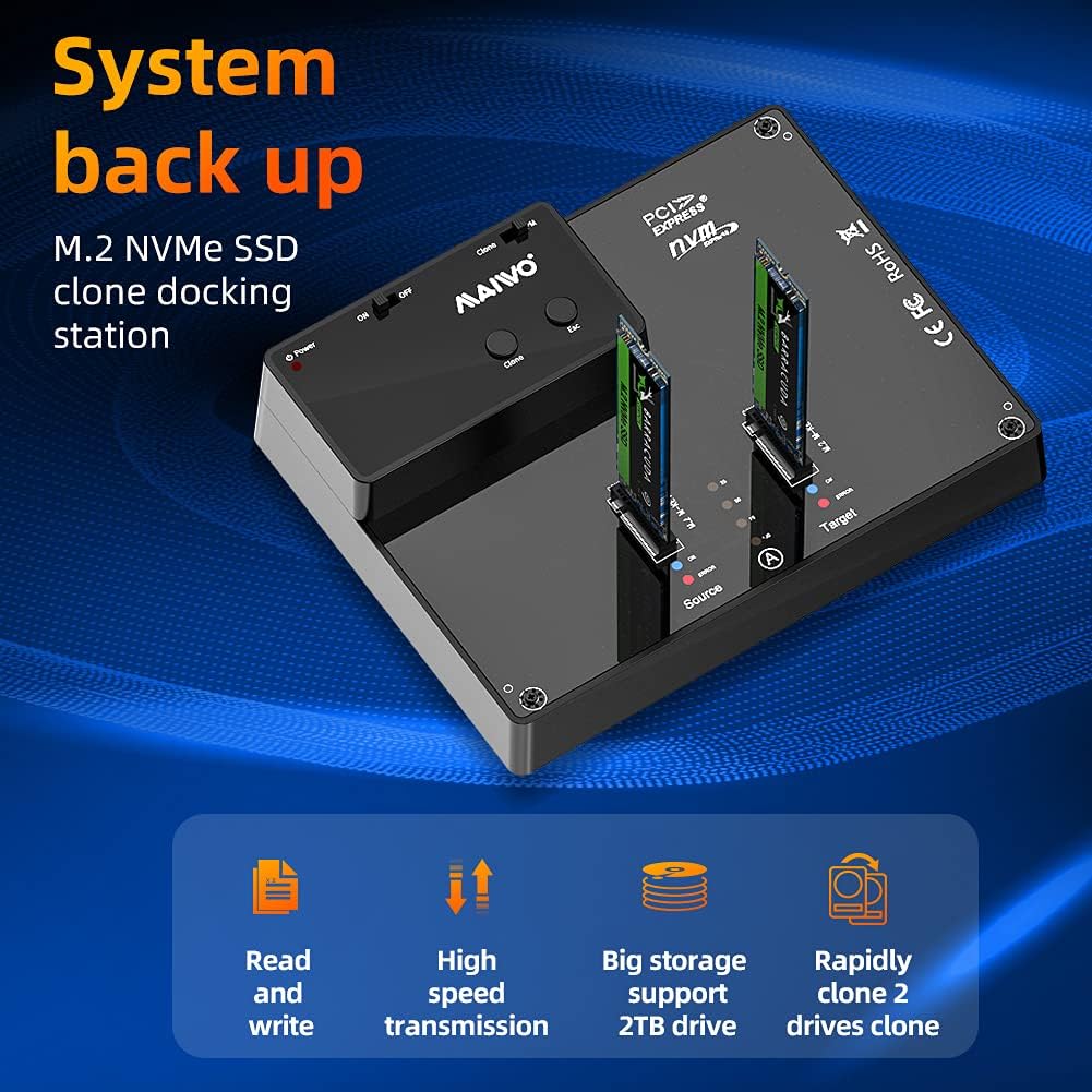 Portable Dual Bay M.2 NVME Docking Station I2574
