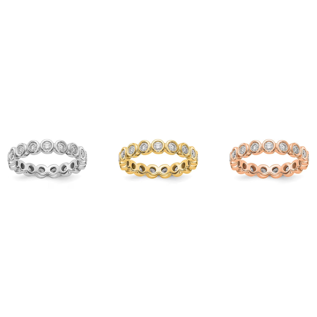 14k White Gold Bezel Set Diamond Eternity Wedding Band Ring Size 7.5 N325