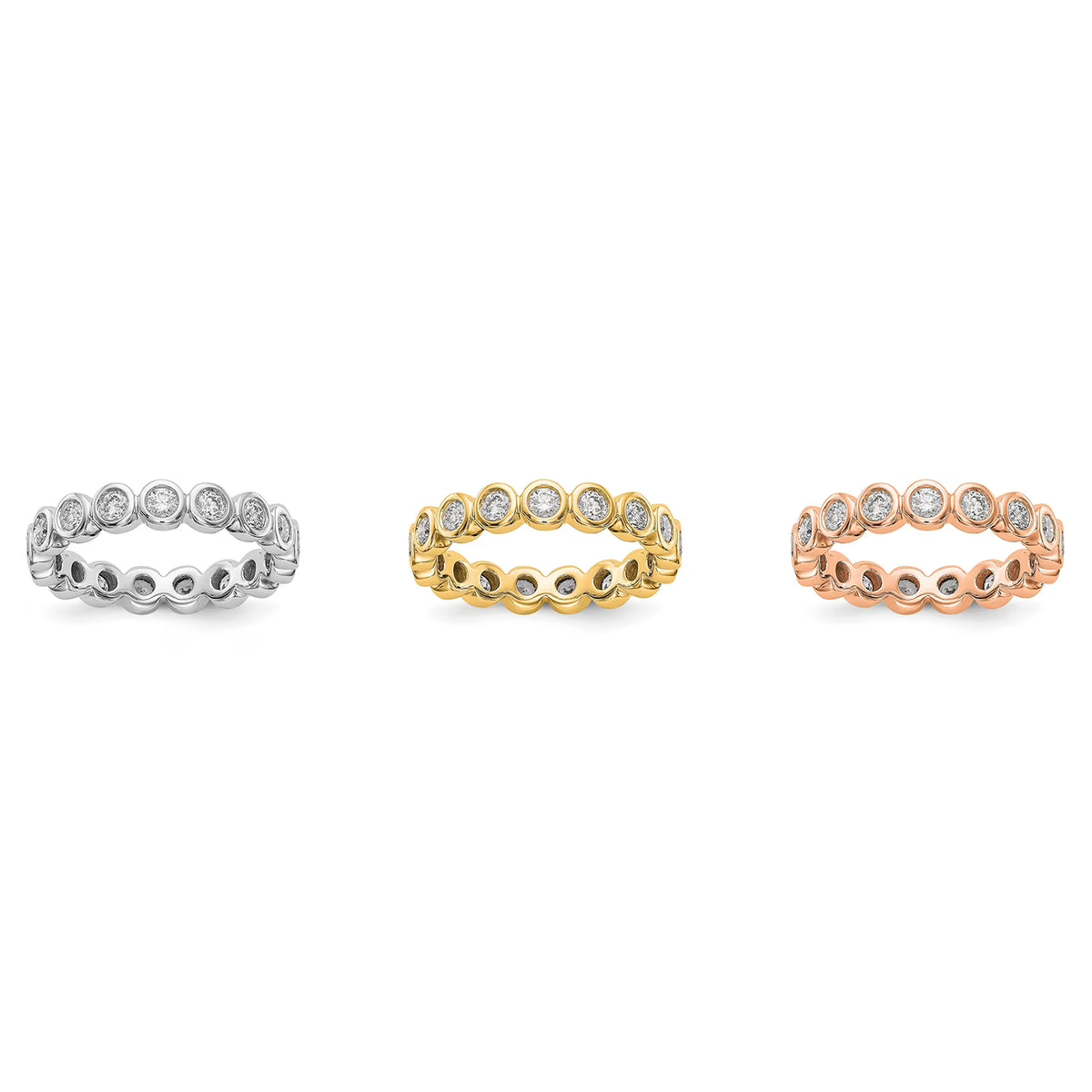 14k White Gold Bezel Set Diamond Eternity Wedding Band Ring Size 7.5 N325