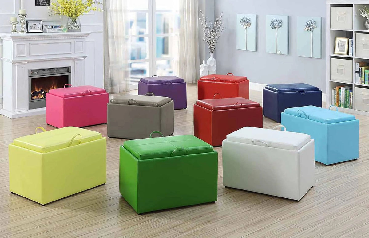 Gray Faux Leather Accent Storage Ottoman C92433