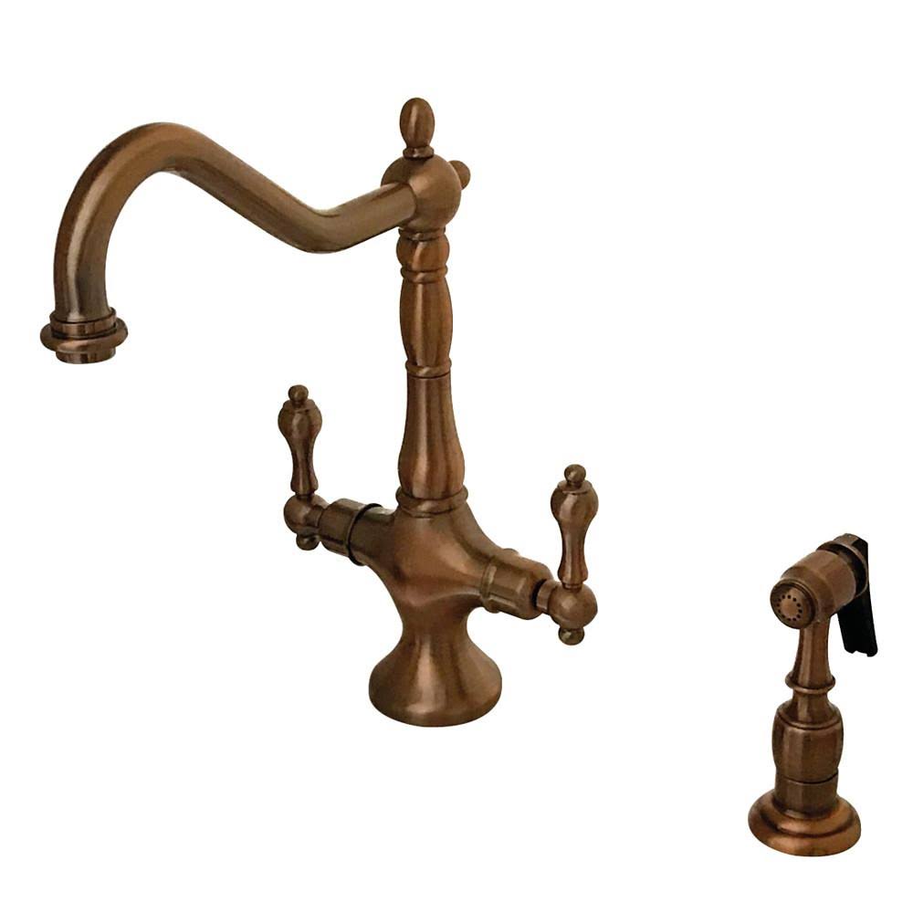 Chrome Double Handle Kitchen Faucet with Brass Sprayer S739