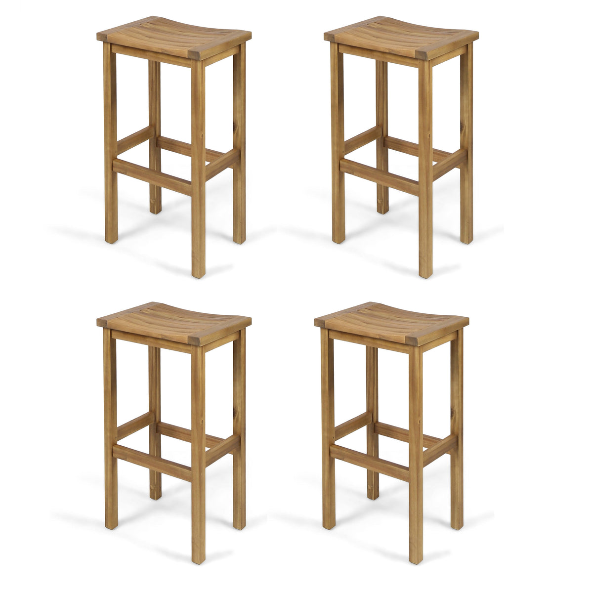 Gray Acacia Wood Outdoor Bar Stool Set of 4 O93668