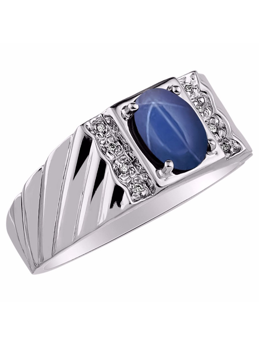 14K White Gold Oval Gemstone & Genuine Sparkling Diamond Ring J660