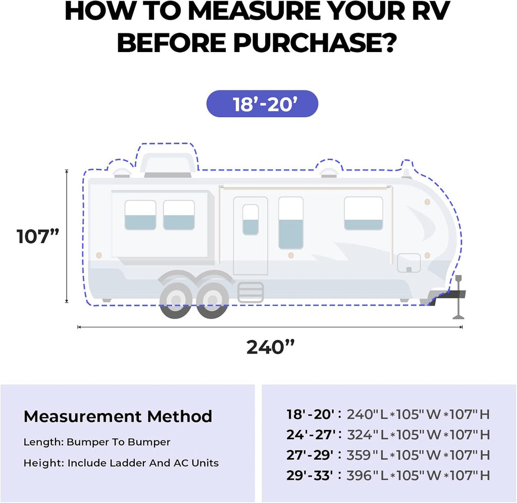 Gray Waterproof 4 Layers RV Cover with Jack Cover & Patch Kit X8175