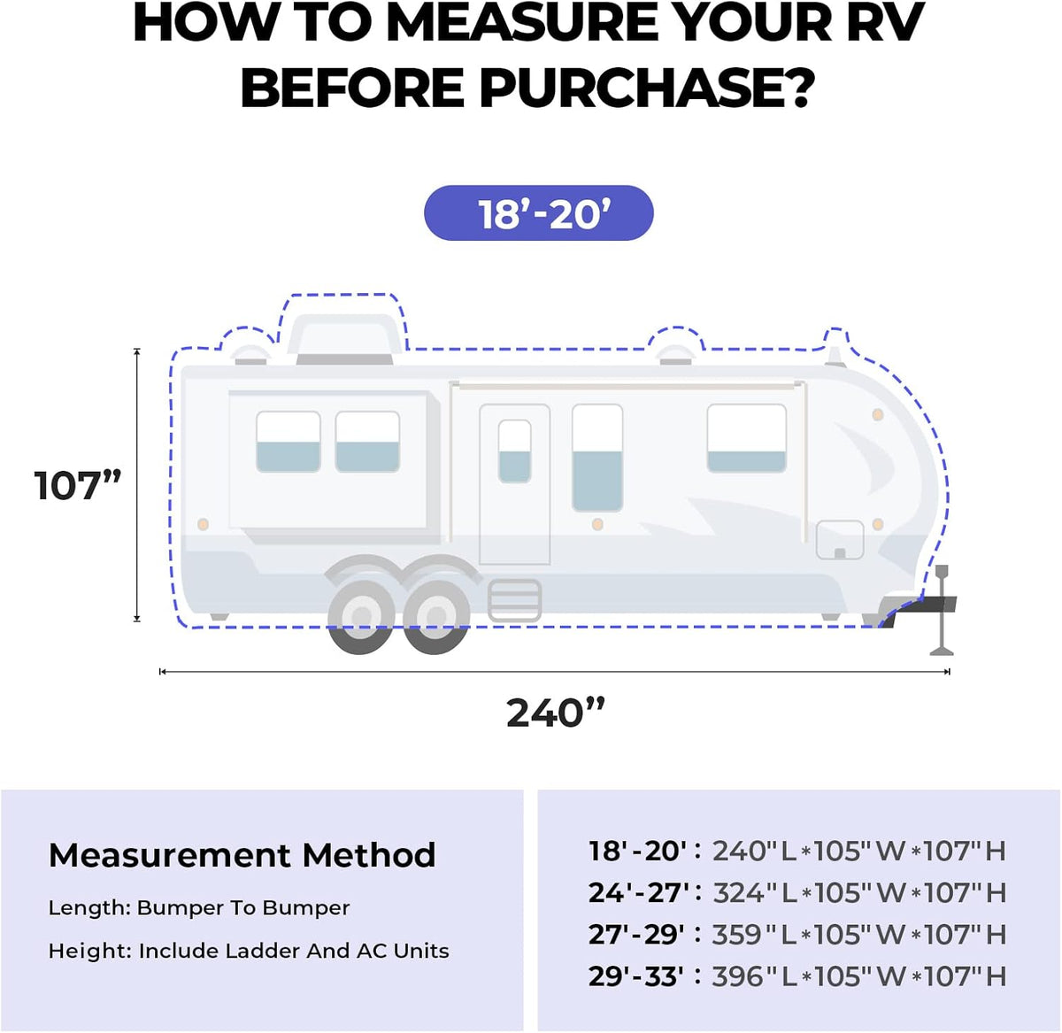 Gray Waterproof 4 Layers RV Cover with Jack Cover & Patch Kit X8175