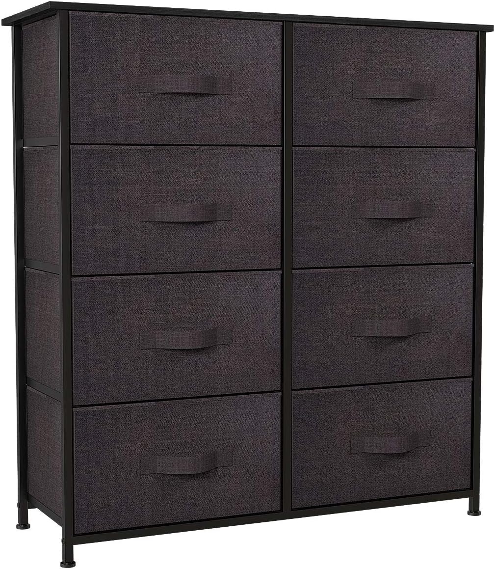 8 Drawer Fabric Dresser with Steel Frame and Wooden Top W18804