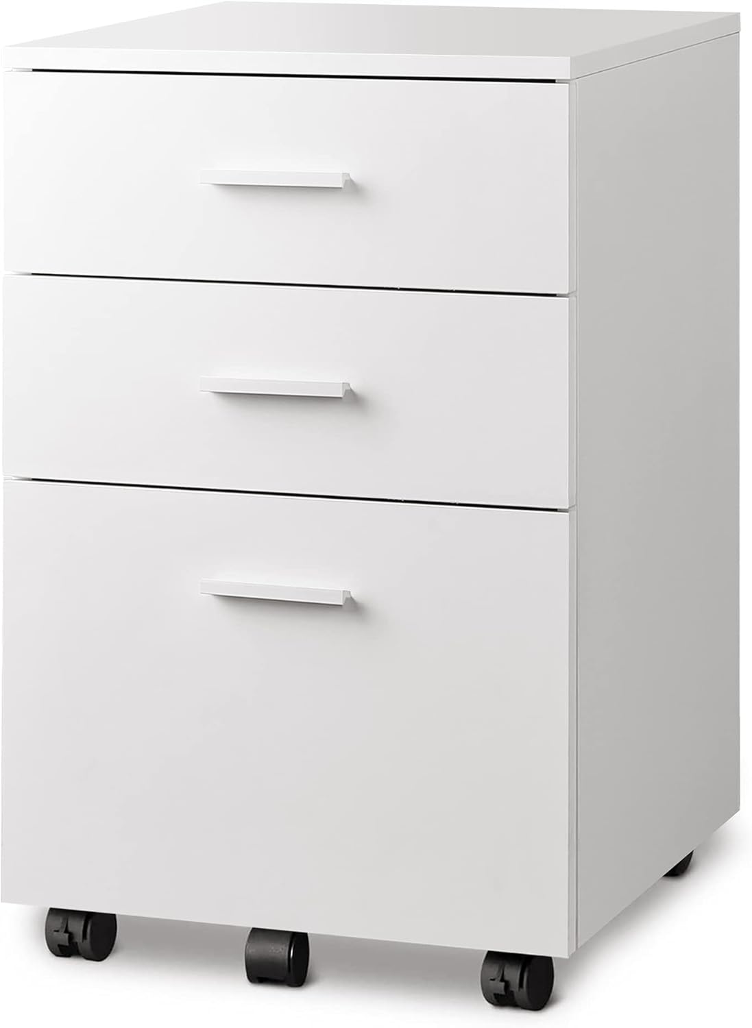 Black 3 Drawer Wood Mobile File Cabinet W3008