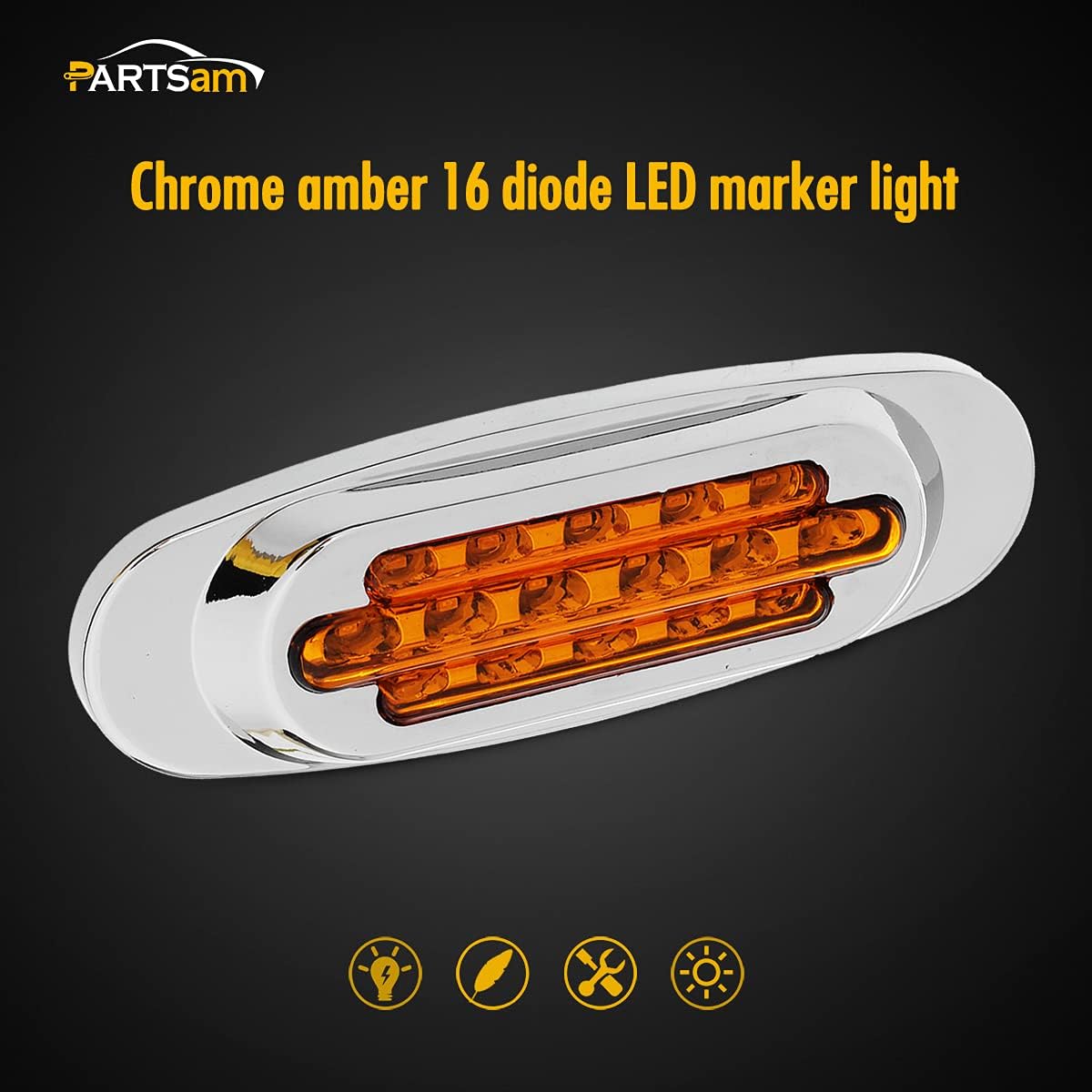 6.5 Inch Amber LED Side Marker Lights 14Pcs Q814
