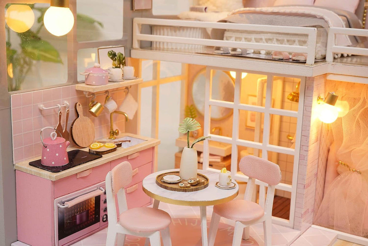 Miniature House DIY Kit with Furniture and Light L40679