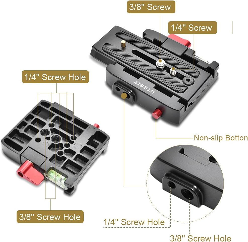 Aluminum Alloy Camera Tripod Base Plate with QR Clamp Adapter E549