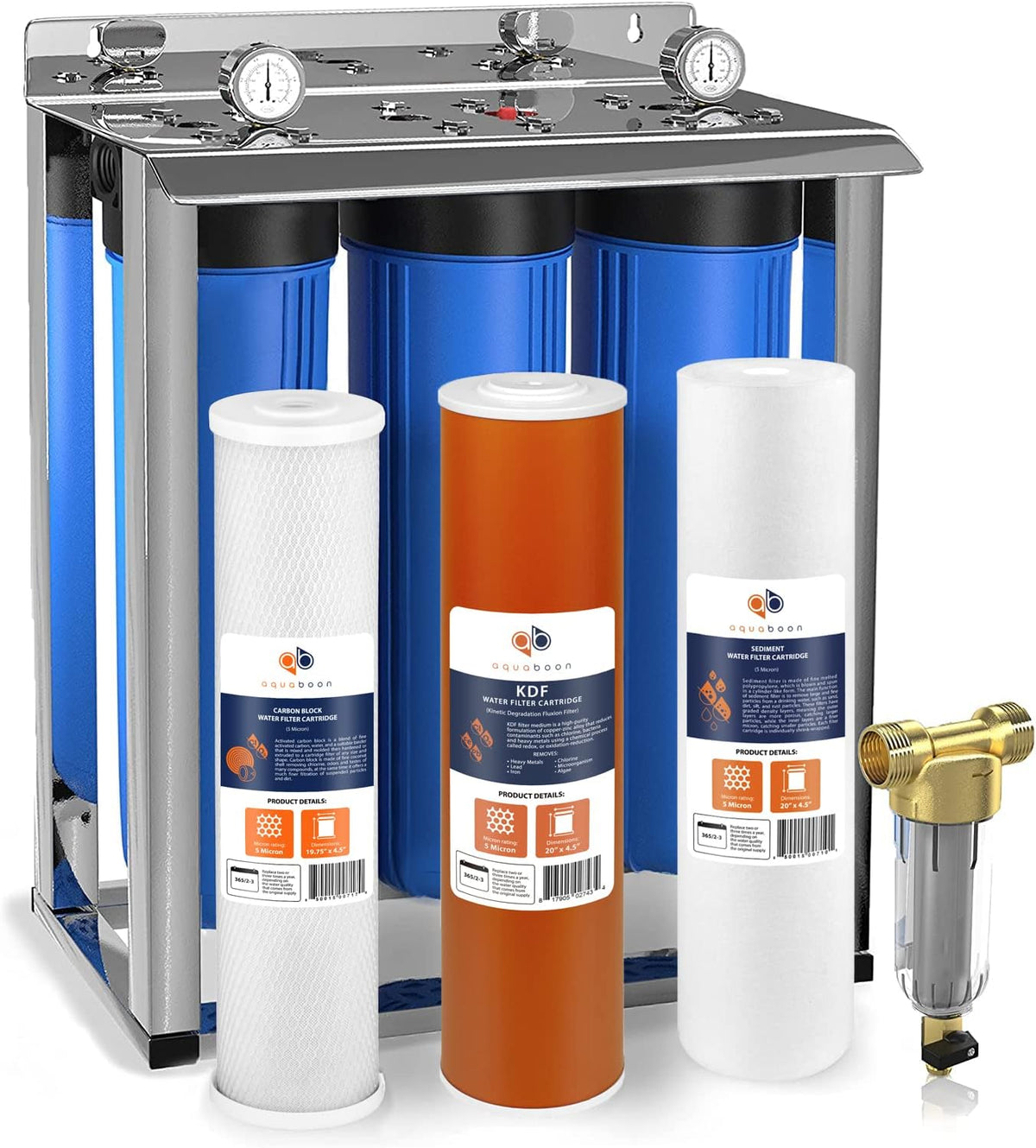 20 Whole House Blue Filtration System with Pressure Gauges F32125