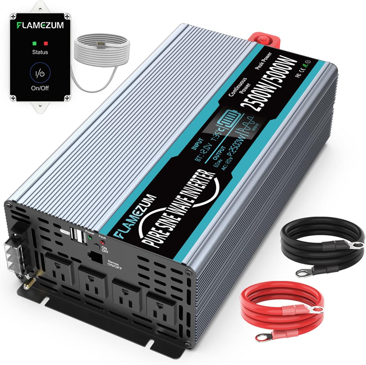 Pure Sine Wave 2000 Watt 12V DC to 110V/120V AC Power Inverter U92851