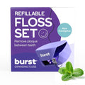 Refillable Dental Floss Dispenser Set with Charcoal Coated Expanding Floss E1630