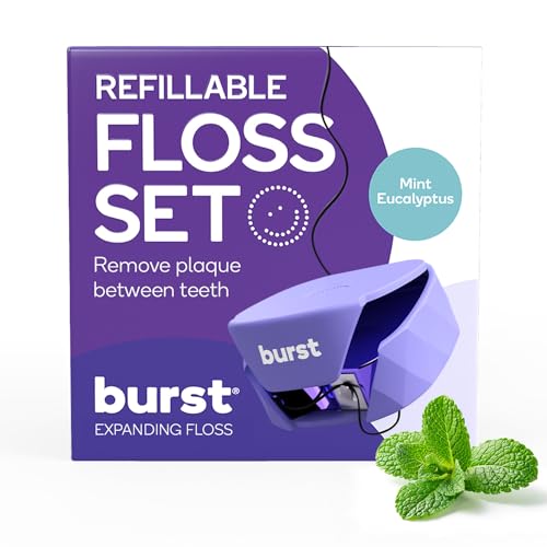 Refillable Dental Floss Dispenser Set with Charcoal Coated Expanding Floss E1630
