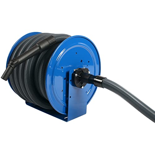 Industrial Grade Steel Hose Reel and Wet/Dry Vacuum Attachment Set, Gray Y8320