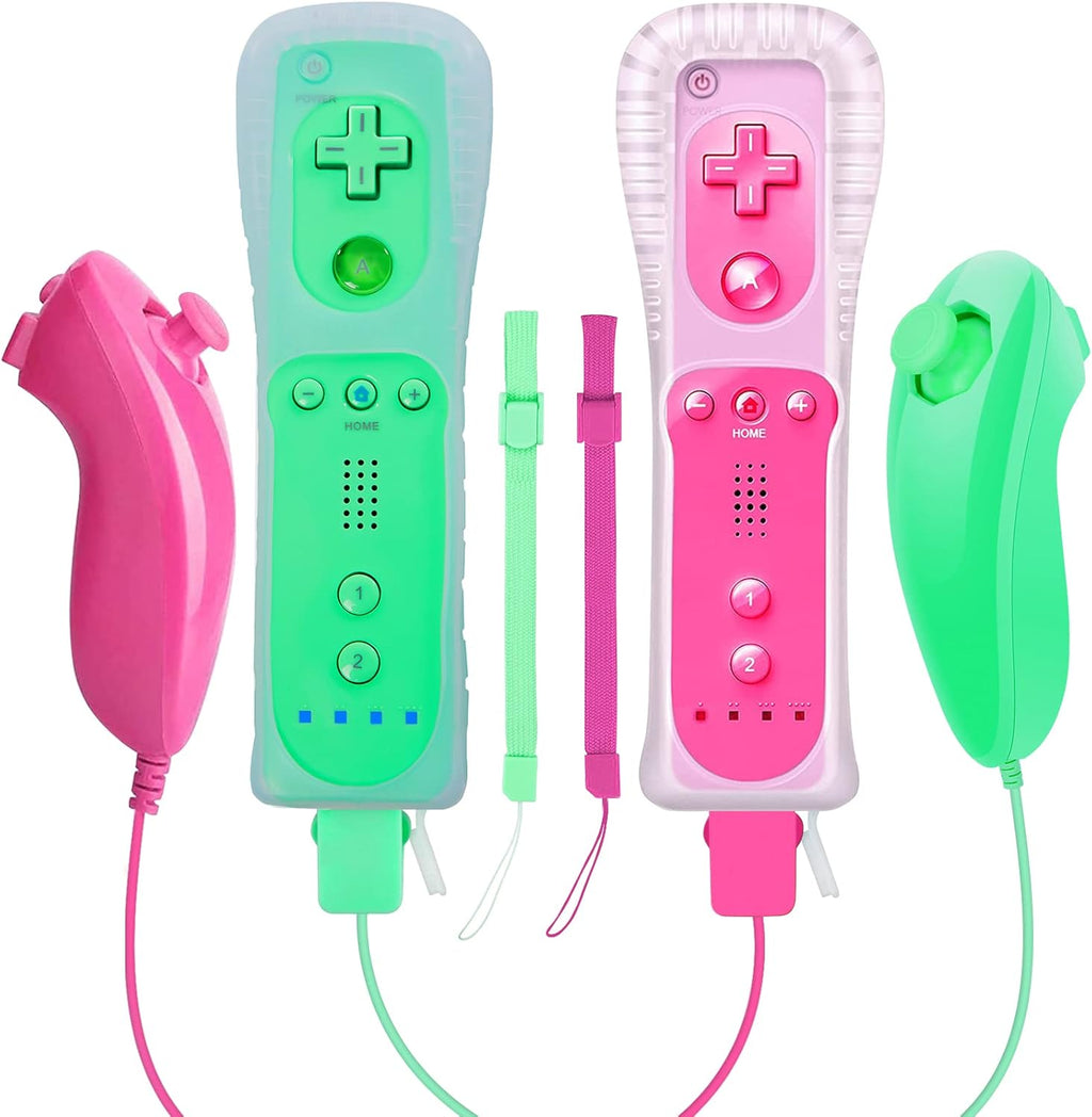 Wireless Controller and Nunchuck Joystick 2 Packs with Silicone Case and Wrist Strap Y114