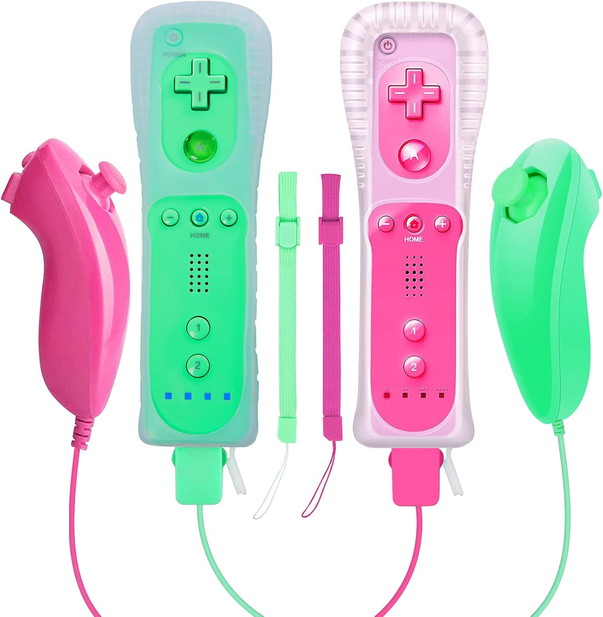 Wireless Controller and Nunchuck Joystick 2 Packs with Silicone Case and Wrist Strap Y114