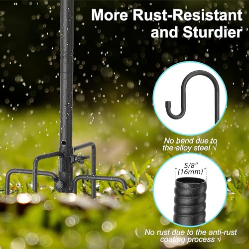 Black 62" Adjustable Shepherds Hook with 5 Prongs Base J3972