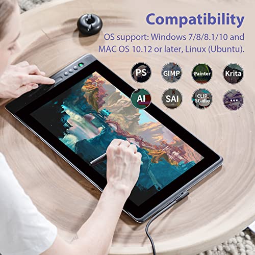 13.3inch Graphics Drawing Tablet with Screen Full-Laminated Pen Display Black T212
