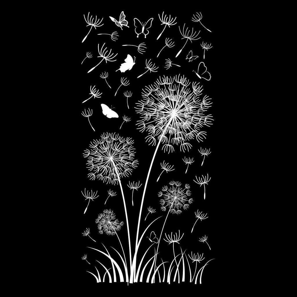 White Dandelion Window Clings Flying Flower Butterflies Window Sticker Self-Adhesive Decals P935801