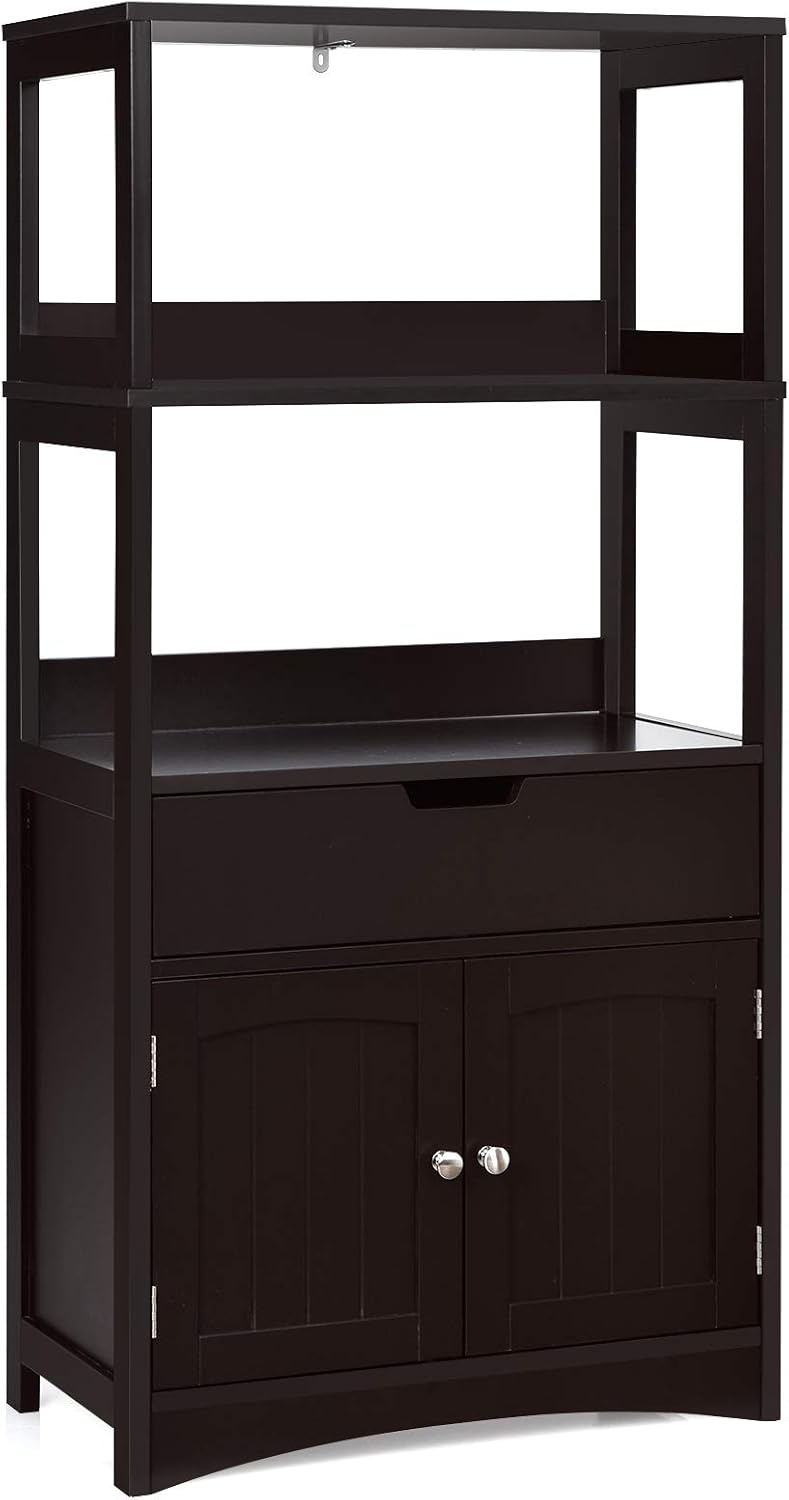 Grey Free Standing Bathroom Floor Cabinet with Drawer and Shelves P9272