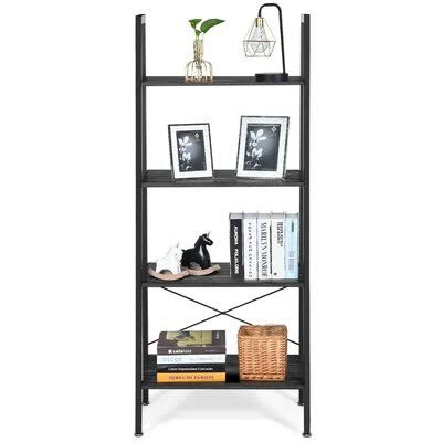 Black Metal Ladder Bookcase Y851