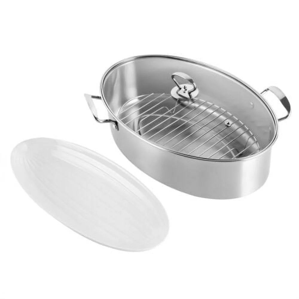 Stainless Steel Fish Steamer Pot with Glass Lid J926827