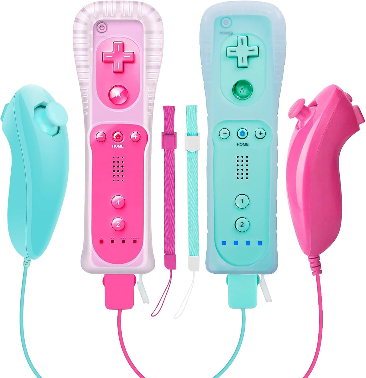 Wireless Controller and Nunchuck Joystick 2 Packs with Silicone Case and Wrist Strap Y114
