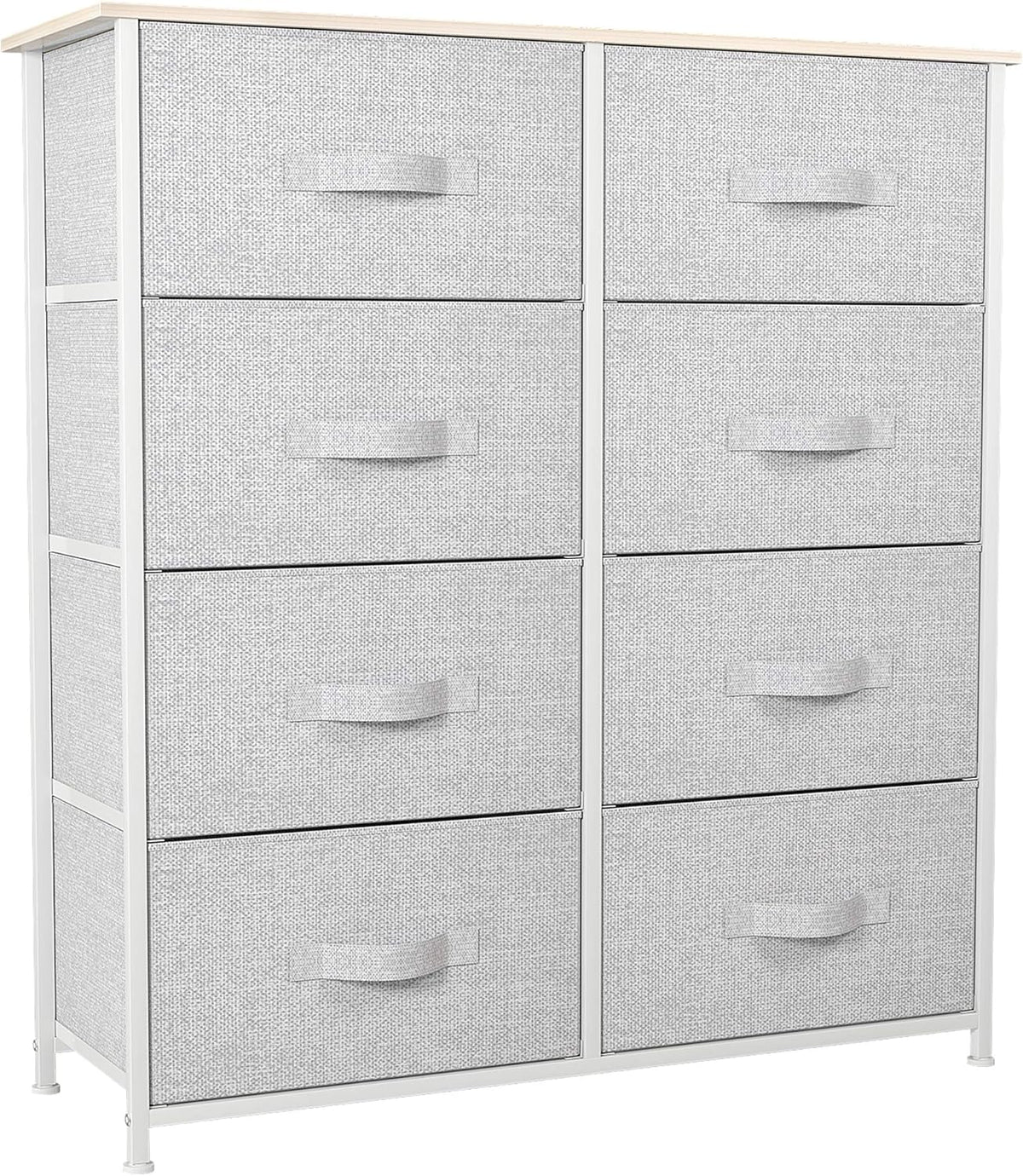 8 Drawer Fabric Dresser with Steel Frame and Wooden Top W18804