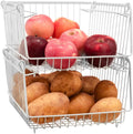 Large Metal Wire Stacking Baskets Set of 2 P8303