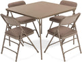 Beige 5 Pieces Folding Card Table and Folding Chair Set M615193