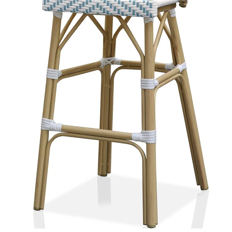 Blue Aluminum Patio Bar Chairs Set of 2 U91405