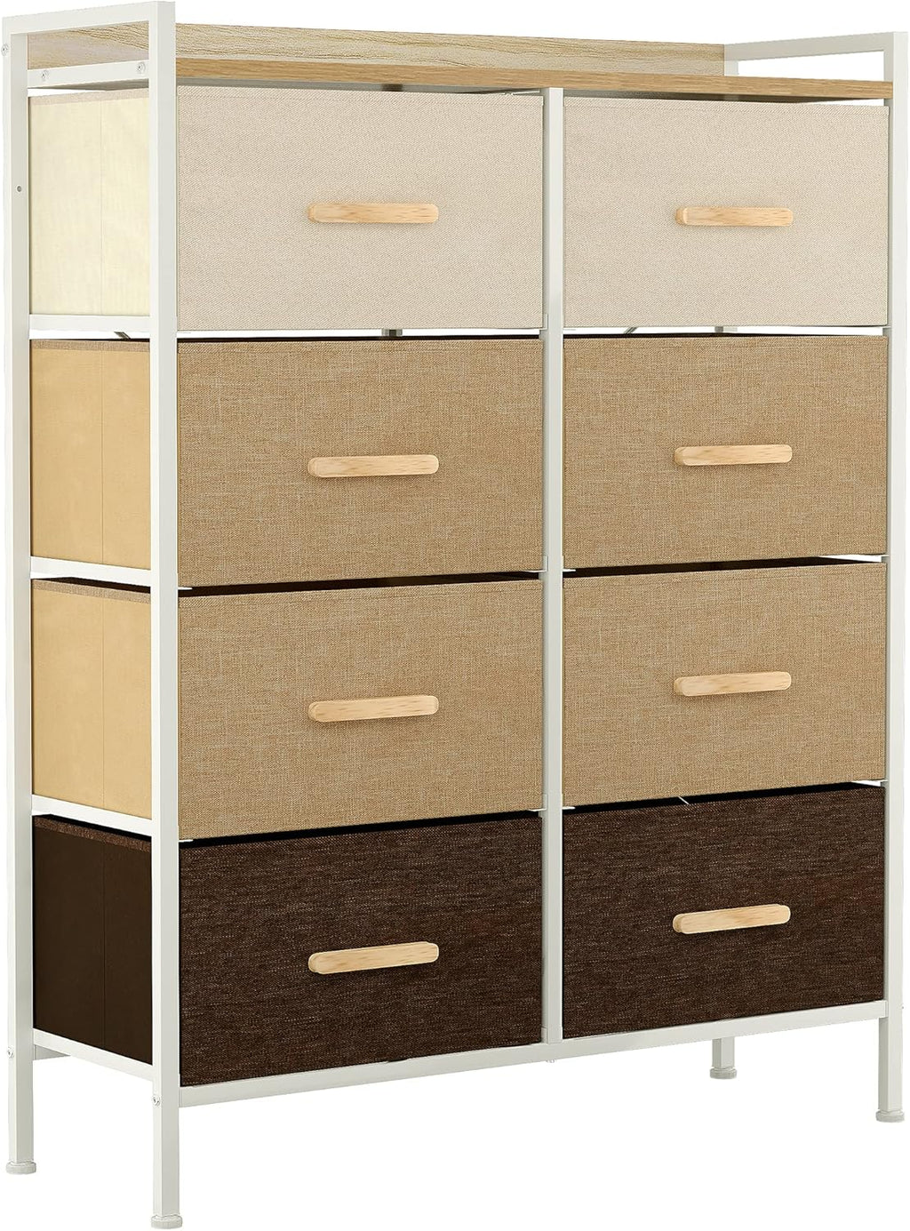 8 Drawer Fabric Dresser with Steel Frame and Wooden Top W18804