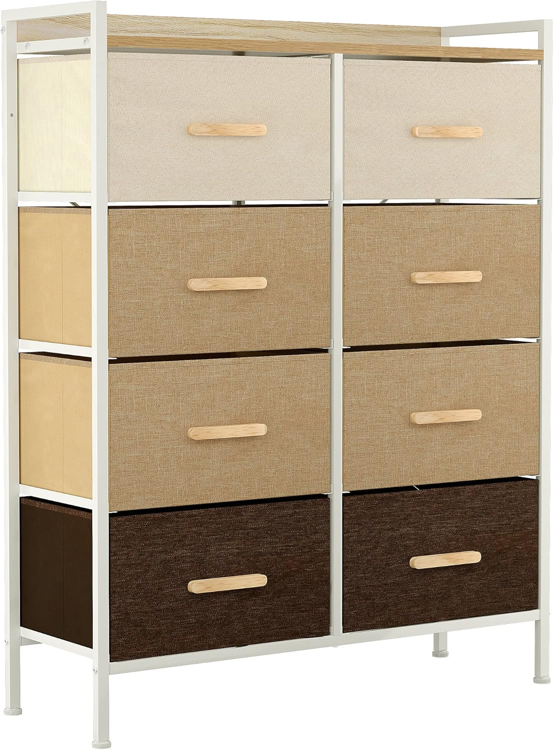 8 Drawer Fabric Dresser with Steel Frame and Wooden Top W18804