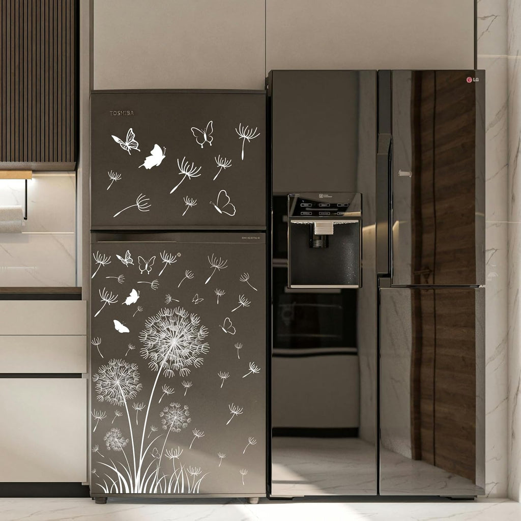 White Dandelion Window Clings Flying Flower Butterflies Window Sticker Self-Adhesive Decals P935801